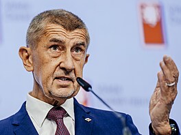 Tisková konference po jednání vlády. Na snímku premiér Andrej Babi�. (17. srpna...