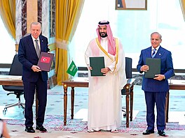 Turecký prezident Recep Tayyip Erdogan, saúdskoarabský korunní princ Muhammad...