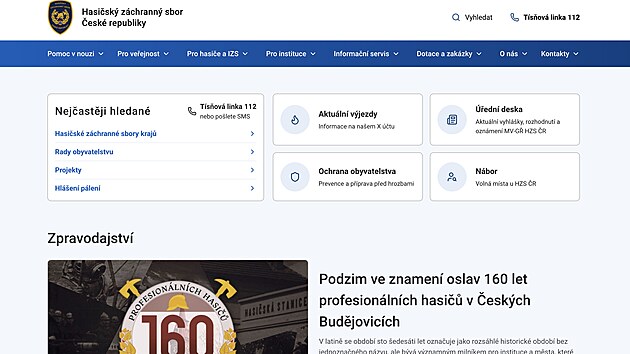 Takto vypad� nov� web Hasi�sk�ho z�chrann�ho sboru �R. (18. srpna 2026)