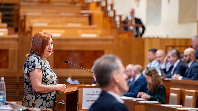 Ministryn� financ� Alena Schillerov� na jedn�n� Sen�tu 19. srpna 2026