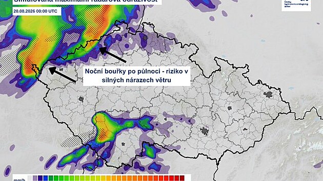 �HM� varuje p�ed no�n�mi bou�kami a siln�m v�trem. (19. srpna 2026)