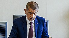 Premiér Andrej Babi� na první sch�ze vlády po dvoutýdenní vládní p�estávce. Na...