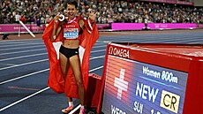 �výcarka Audrey Werrová slaví vít�zství v b�hu na 800 metr� na mistrovství...