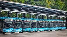 Ostravské elektrobusy v depu DPO ve Vítkovické ulici.