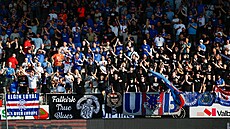 Fanou�ci Glasgow Rangers b�hem utkání v Jablonci.