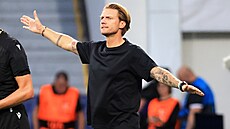 Plze�ský trenér Radoslav Ková� v utkání s Crvenou zvezdou B�lehrad.
