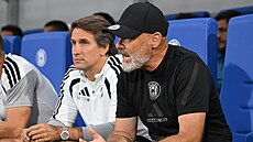Olomoucký trenér Pavel Hapal b�hem utkání s Pardubicemi.