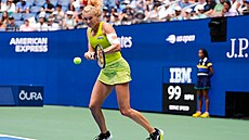Kate�ina Siniaková ve �tvrtfinále mixu na US Open.
