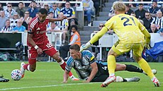 Liverpoolský Cody Gakpo se sna�í o zakon�ení na bránu Luká�e Horní�ka z...