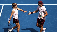 Jakub Men�ík s Karolínou Muchovou ve smí�ené �ty�h�e na US Open.