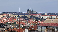 Výhled od antén T-Mobilu v centru Prahy