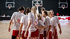�eské basketbalistky se chystají na zápas.