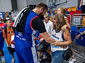 Martin K�í� s rodinou po zápase s Norskem.