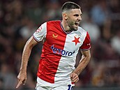 Slávistický úto�ník Danijel �turm se raduje ze svého gólu v derby proti Spart�.