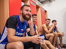 Martin K�í� v kabin� po zápase s Norskem.
