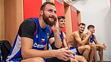 Martin K�í� v kabin� po zápase s Norskem.