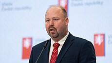 Ministr spravedlnosti Jeroným Tejc (ANO) na tiskové konferenci po zasedání...
