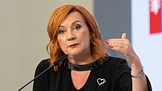 Ministryn� financí Alena Schillerová (ANO) na tiskové konferenci po zasedání...