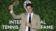Roger Federer p�i uvedení do tenisové Sín� slávy