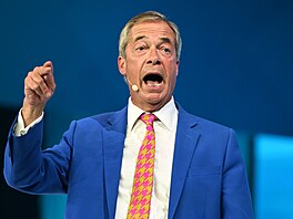 P�edseda britské strany Reform UK Nigel Farage (4. zá�í 2026)