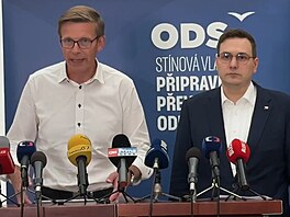 P�edseda ODS Martin Kupka a stínový ministr zahrani�í Jan Lipavský na tiskové...