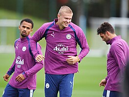 Norský úto�ník Erling Haaland na tréninku Manchesteru City p�ed úvodním...