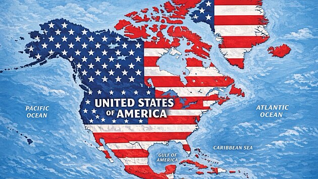 Trump vymaloval v barvě USA Severní Ameriku i Island. Ten si pozval velvyslance