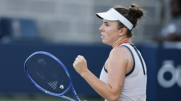 Linda Nosková slaví postup do osmifinále US Open.
