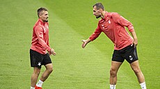 Michal Sadílek a Tomá� Chorý na tréninku Slavie.
