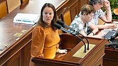 Michaela �ebelová (Starostové) na �ádné sch�zi Sn�movny. (8. zá�í 2026)