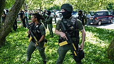 Policisté dohlí�ejí na propalestinskou demonstraci na Emoryho univerzit� v...