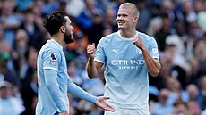 Erling Haaland slaví vedoucí trefu v utkání proti Coventry.