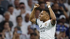 Kylian Mbappé slaví ve 14. minut� úvodní gól Realu Madrid proti Interu Milán v...