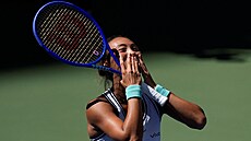 �eng �chin-wen se raduje z výhry v osmifinále US Open