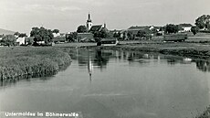 Staré snímky Josefa Seidela p�vodní vesnice Dolní Vltavice je�t� p�ed stavbou...