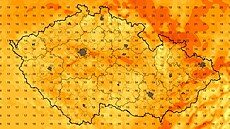 Mapa s p�edpov�dí ranních teplot ve st�edu 9. zá�í 2026