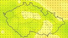 Mapa s p�edpov�dí teplot na ned�li 6. zá�í 2026