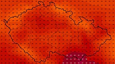 Mapa s p�edpov�dí teplot na pátek 4. zá�í 2026