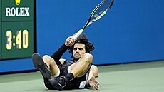 Tenista Carlos Alcaraz b�hem �tvrtfinále US Open.