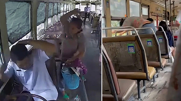 Řidič autobusu od naštvané cestující dostal lahví po hlavě. Na pomstu si vzal tyč
