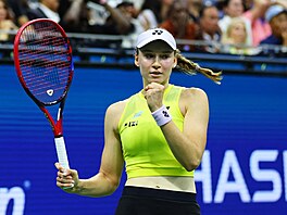 Jelena Rybakinová z Kazachstánu se raduje z vít�zství v semifinále US Open.