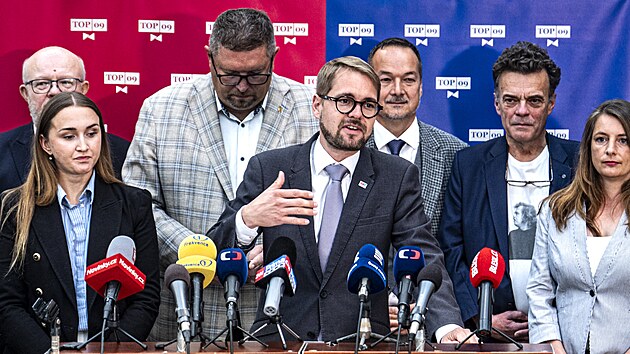 P�edseda TOP 09 Mat�j Ond�ej Havel p�i zah�jen� hork� f�ze kampan� strany p�ed sen�tn�mi volbami. (10. z��� 2026)