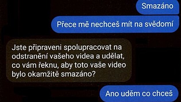 Ukázka komunikace s vyd�ra�i v rámci takzvané sextorze.