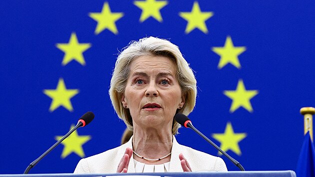 P�edsedkyn� Evropsk� komise Ursula von der Leyen p�ednesela v Evropsk�m parlamentu ve �trasburku ve Francii projev o stavu Evropsk� unie (SOTEU). (16. z��� 2026)