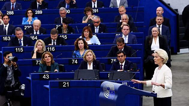 P�edsedkyn� Evropsk� komise Ursula von der Leyen p�ednesela v Evropsk�m parlamentu ve �trasburku ve Francii projev o stavu Evropsk� unie (SOTEU). (16. z��� 2026)