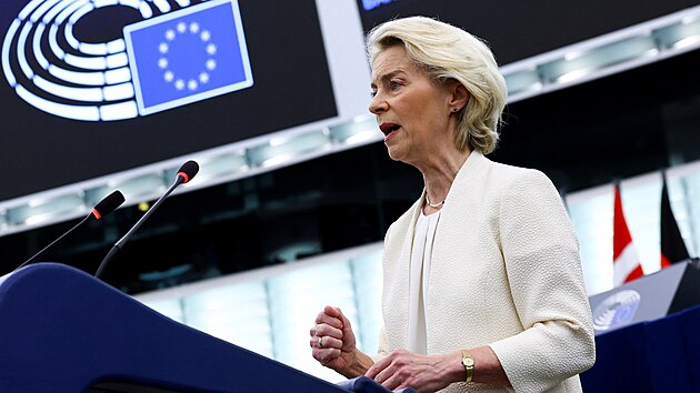 P�edsedkyn� Evropsk� komise Ursula von der Leyen p�ednesela v Evropsk�m parlamentu ve �trasburku ve Francii projev o stavu Evropsk� unie (SOTEU). (16. z��� 2026)