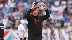 Pardubický trenér Jan Trousil b�hem utkání proti Baníku.