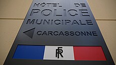 Cedule ozna�uje sídlo m�stské policie ve francouzském Carcassonne, kde...