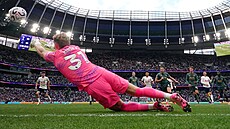 Branká� Antonín Kinský z Tottenhamu zasahuje v utkání proti Evertonu.