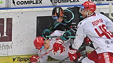 Momentka z utkání 1. kola hokejové extraligy HC Energie Karlovy Vary - HC...